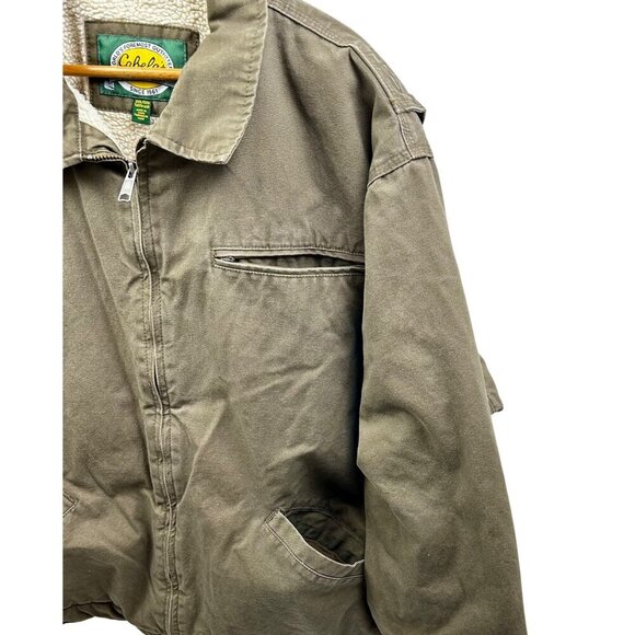 Cabelas Jacket Men 2XLarge Brown Sherpa Lined Cotton Collar Full Zip Heavy Work - Picture 7 of 13